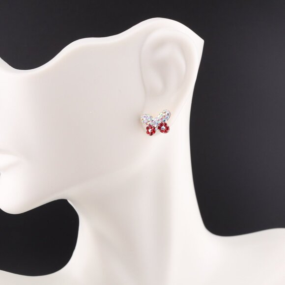 Women's 14k Gold CZ Butterfly Petite Stud Earrings with Secure Screw Post ** - Picture 4 of 10